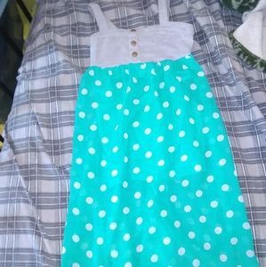 Polka dot teal dress